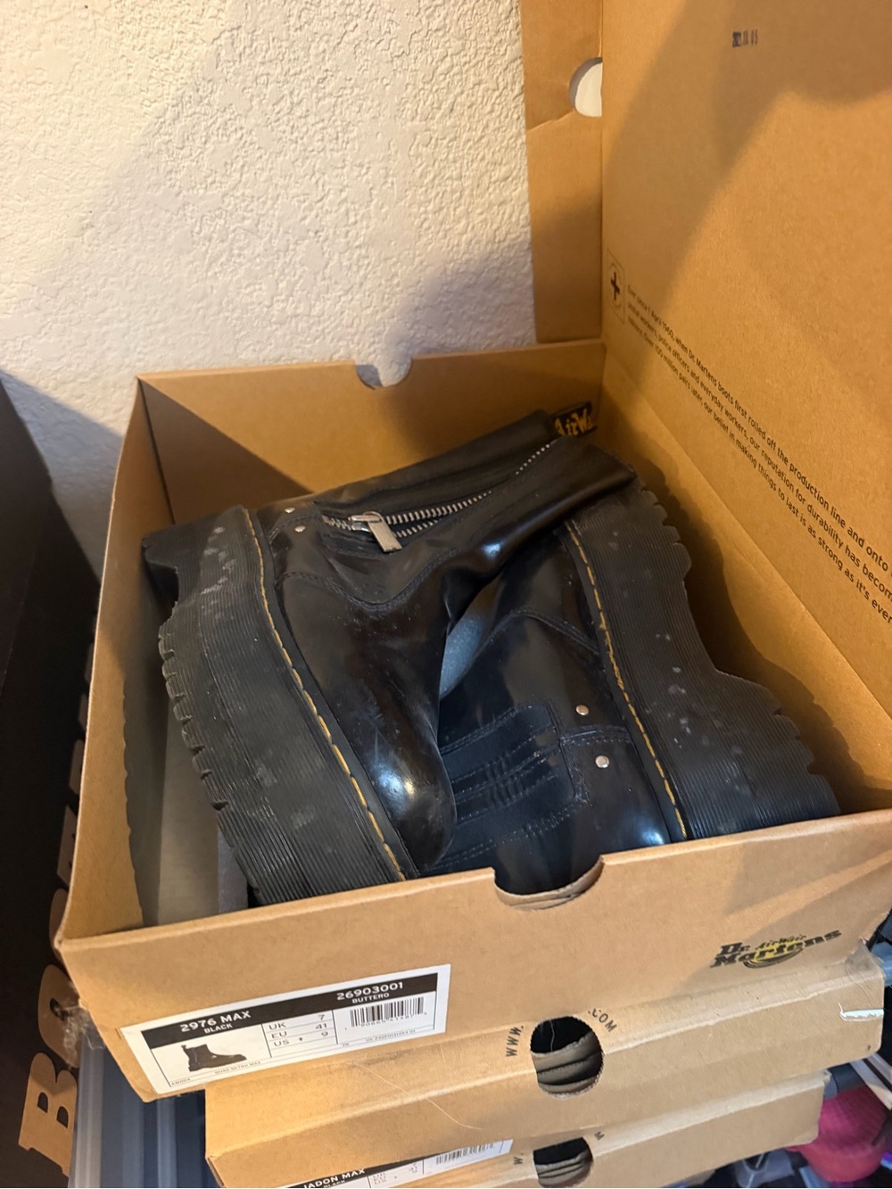 Dr. Martens Black Leather Platform Lug Zip Boots